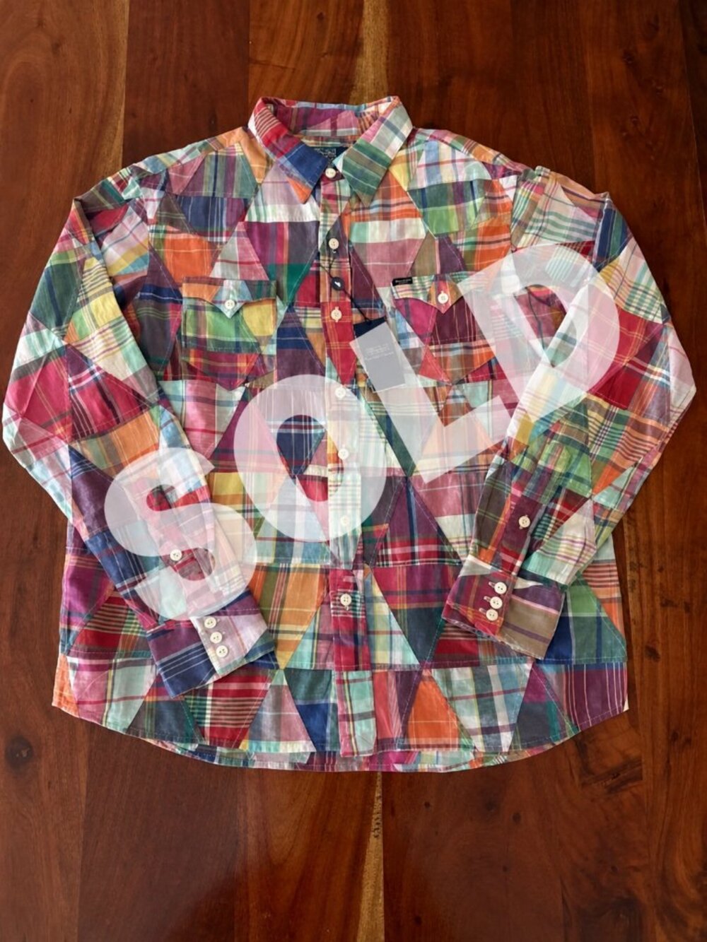 NWT Polo Ralph Lauren L Patchwork Plaid Madras Colorado Cowboy Western Shirt
